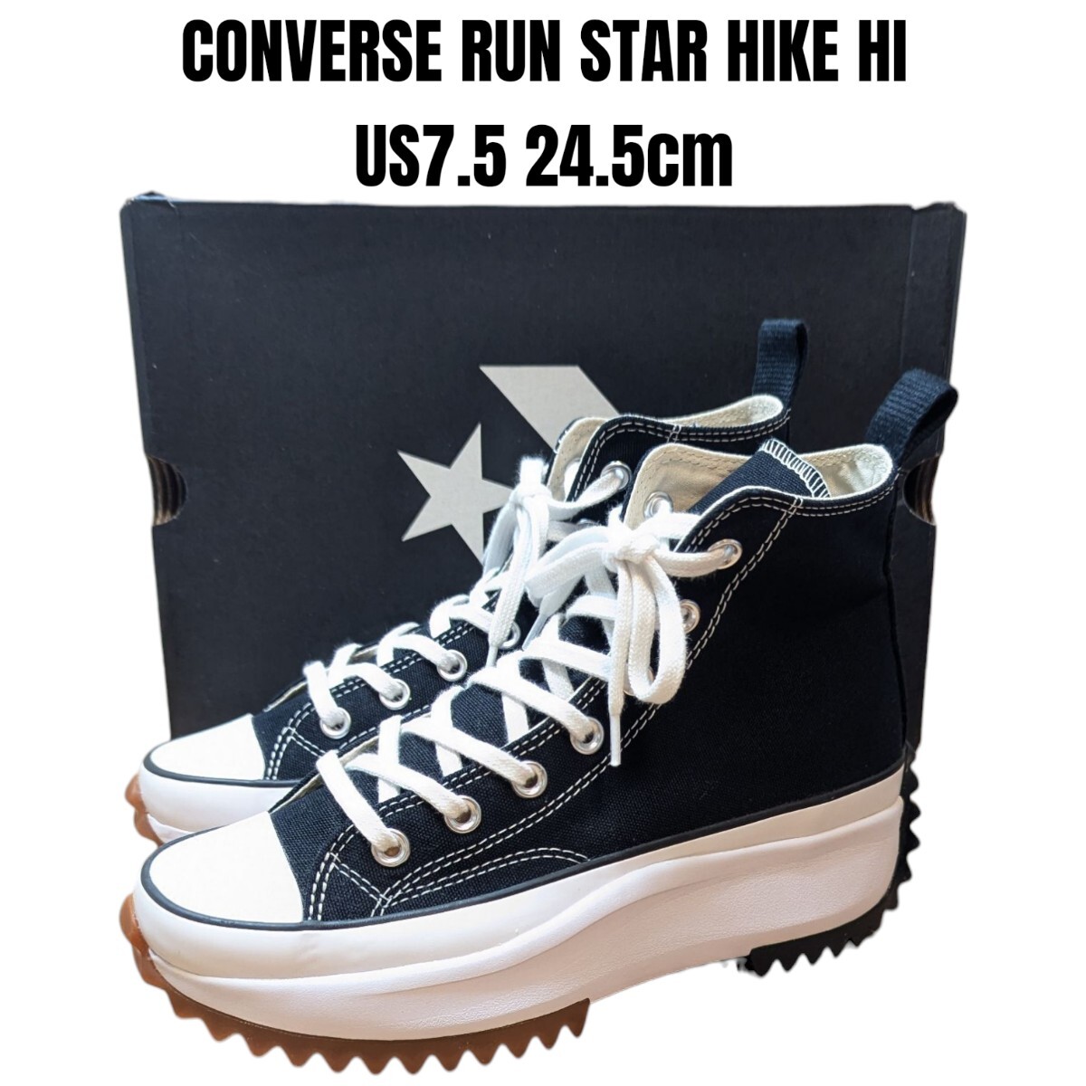 ほぼ未使用 CONVERSE RUN STAR HIKE HI ランスターハイク ハイ 韓国コンバース 24.5cm ブラック 厚底スニーカー レディーススニーカー拍卖