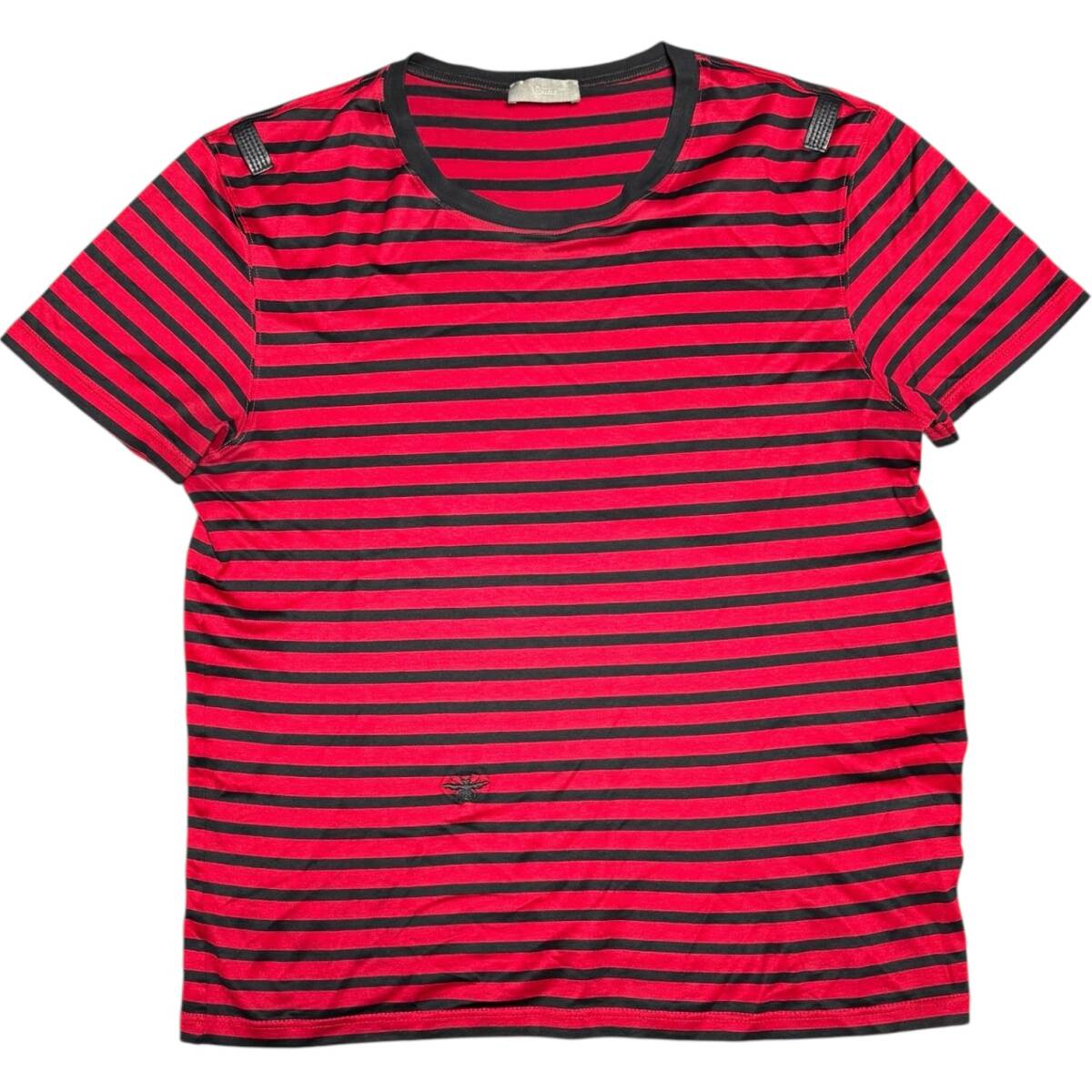 希少 04AW DIOR HOMME ボーダー Tシャツ size:XS BK/RED / ディオールオム ニットパンツパーカースウェットブルゾンジャケットコート拍卖