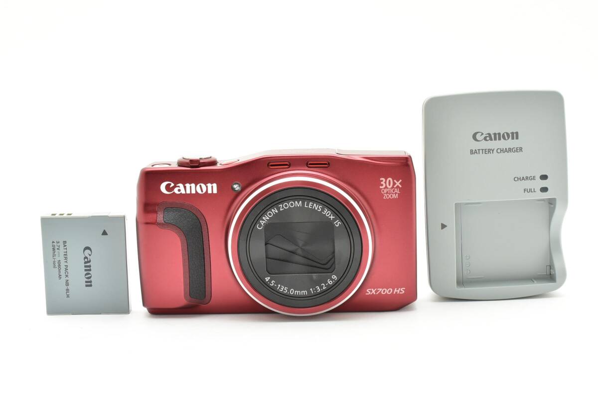 極上品 Canon Powershot SX700 HS レッド バッテリーチャージャーセット拍卖