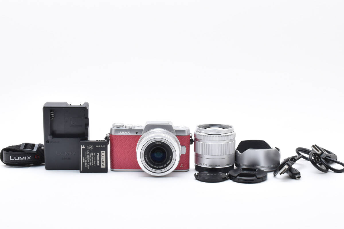 極上品 Panasonic DMC-GF7 ピンク ダブルズームレンズキット lumix 12-32mm lumix 35-100mm f4.0-5.6拍卖