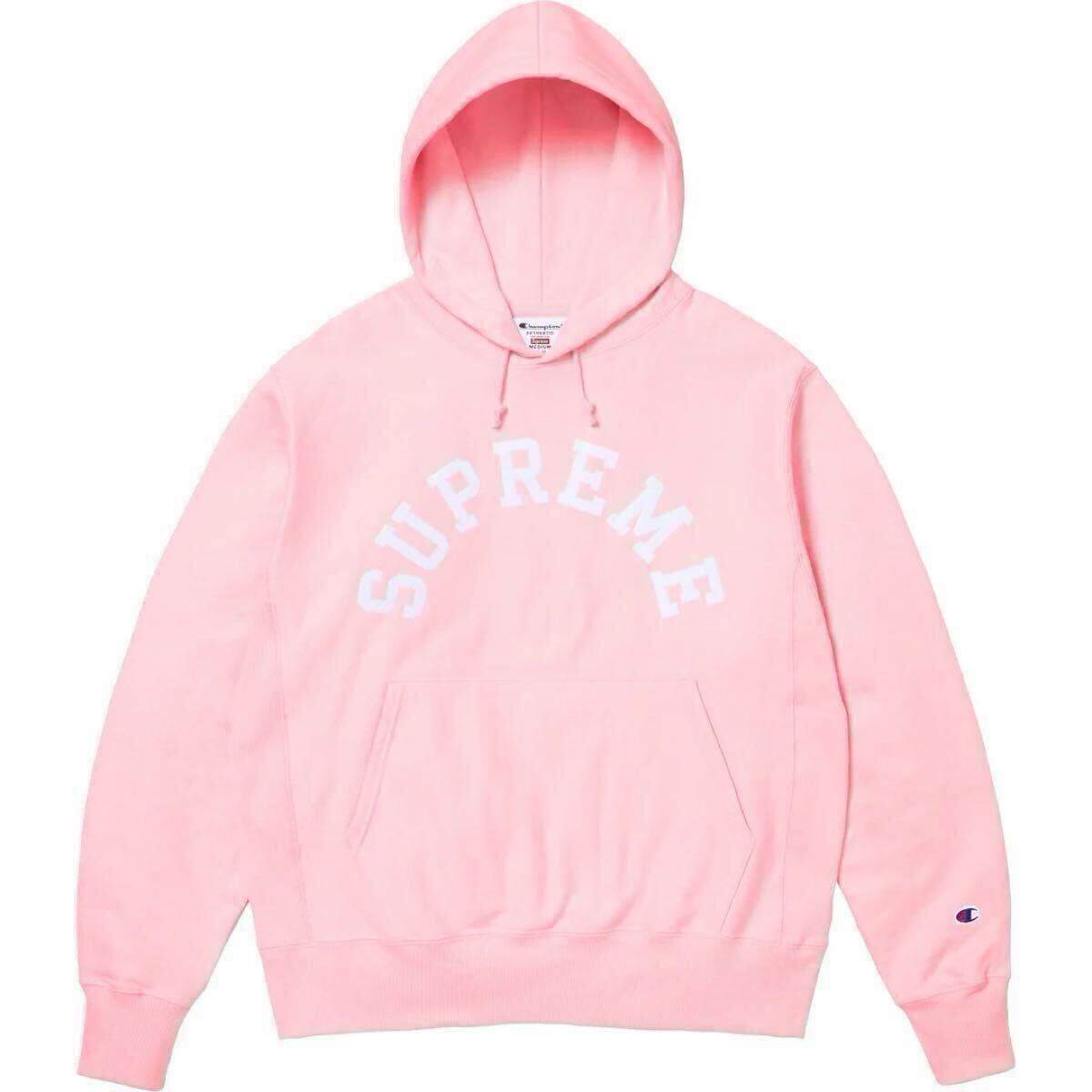 国内正規品 supreme 25SS Champion Hooded Sweatshirt pink XL Xlarge シュプリーム チャンピオン スウェット フーディ カレッジ ロゴ FW拍卖