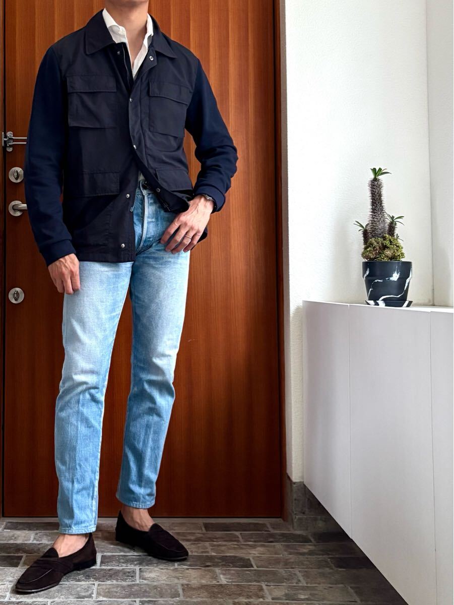 未使用 HERNO ヘルノ ナイロン×スウェット サファリジャケット ネイビー 50拍卖