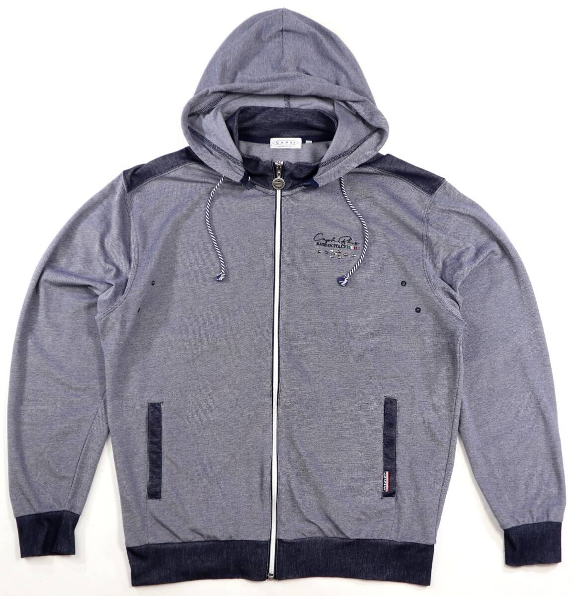 美品★CAPRI カプリ ラインストーン使い ジップアップパーカー/薄手/50(LL)拍卖