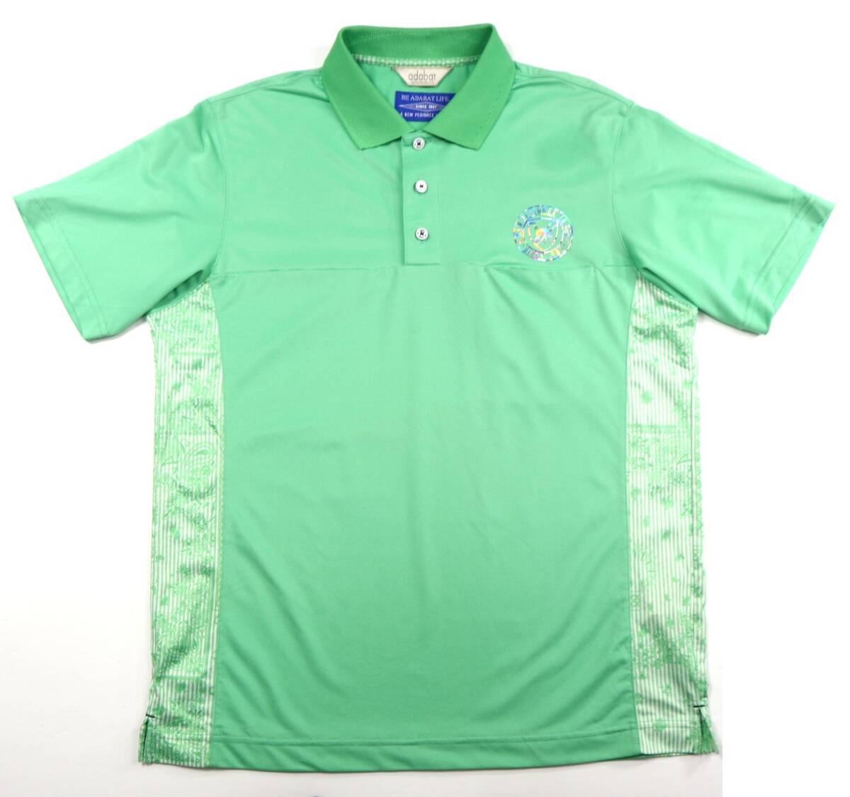 極美品★adabat アダバット ホログラムプリント入り 半袖ドライポロシャツ/46(M)拍卖