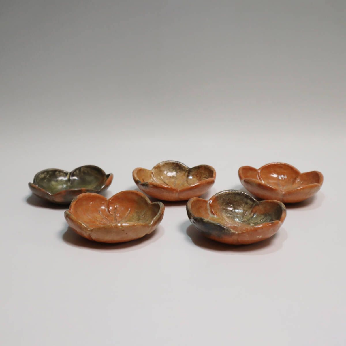 楽9代弘入 梅形小皿 5客 箱有 1客銀直し有 うつわ/食器 UT074拍卖