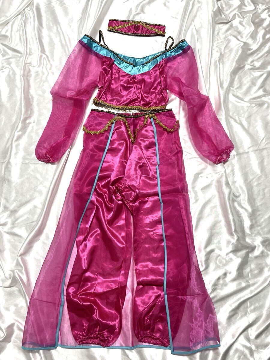 超光沢サテン 上下セット ベリーダンス セットアップ ピンク コスプレ 衣装 パーティ拍卖