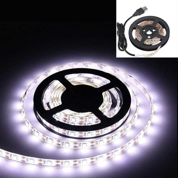 LEDテープライト ホワイト 白 USB 5V 200CM 5050SMD 白ベース 120連 切断可 TVバックライト LEDテープ DD182拍卖