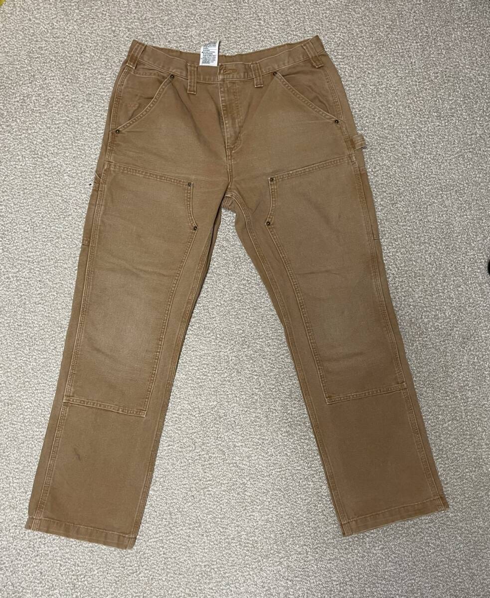 古着 MEXICO製 Carhartt W35×L32 B05 Double Knee Work Pants ベージュ カーハート ダック ダブルニー ワークパンツ メンズ Vintage A-01拍卖