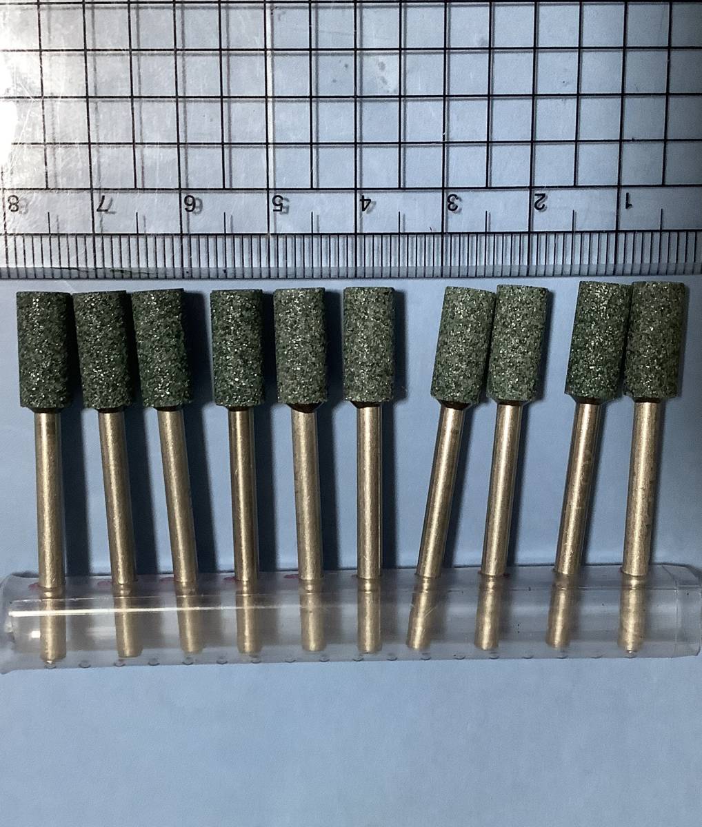 エフエスケー FSK製 軸付き砥石 未使用新品 10個 A軸付砥石ネズミ色 外径6mm×厚さ13mm×軸径3mm×軸長30mm拍卖