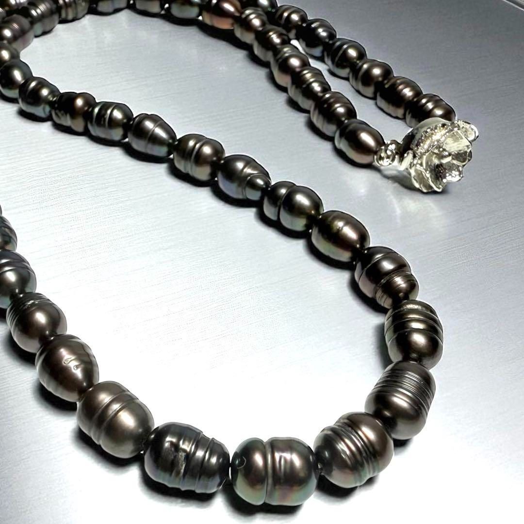 【黒蝶真珠】バロックパール ネックレス メンズ レディース フォーマル 冠婚葬祭 結婚式 お祝い お食事会 葬儀 式典 7.4-9mm シルバー 2966拍卖
