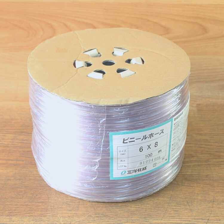 未使用)三洋化成 ビニールホース 6×8 100m 透明ホース クリアー拍卖