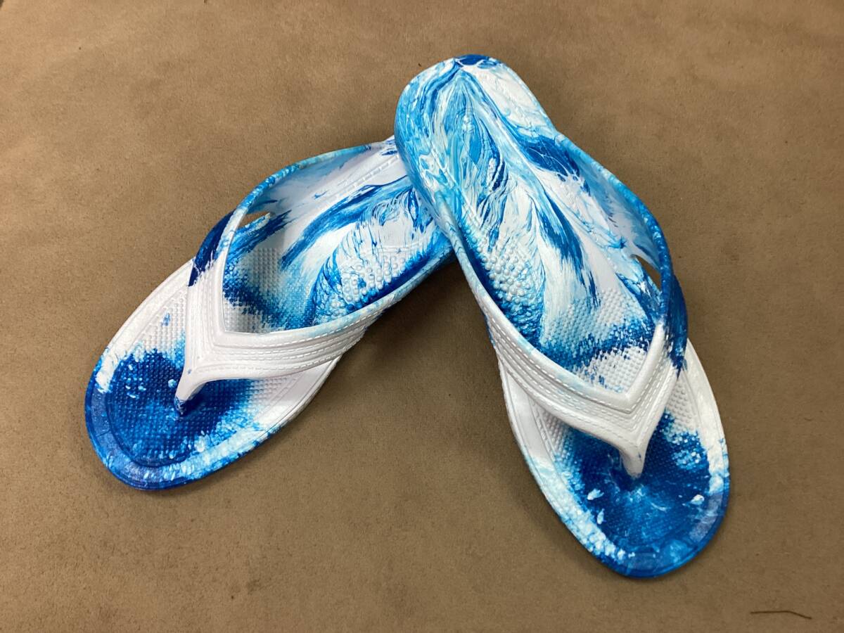 ☆ギョサン マーブル 白×ブルー LL 新品 ぎょさん 送料無料☆拍卖