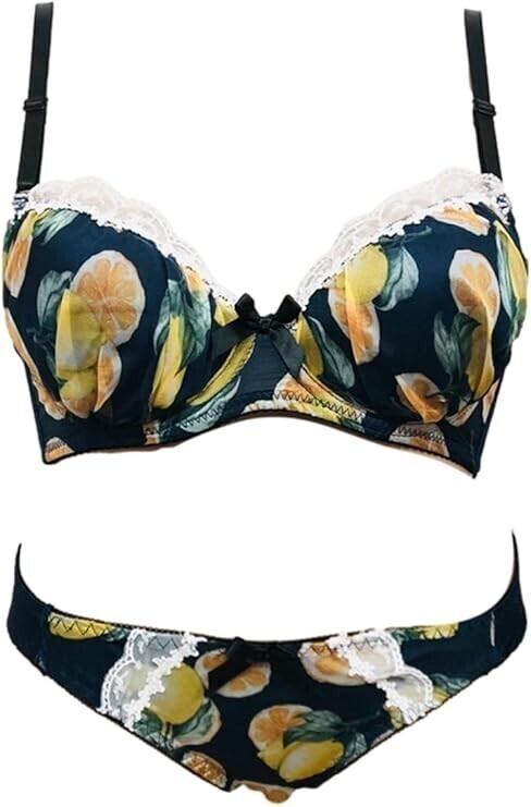 ブラショーツセット C65 レモン柄 Cカップ ブラジャー ショーツ Mサイズ 送料無料拍卖
