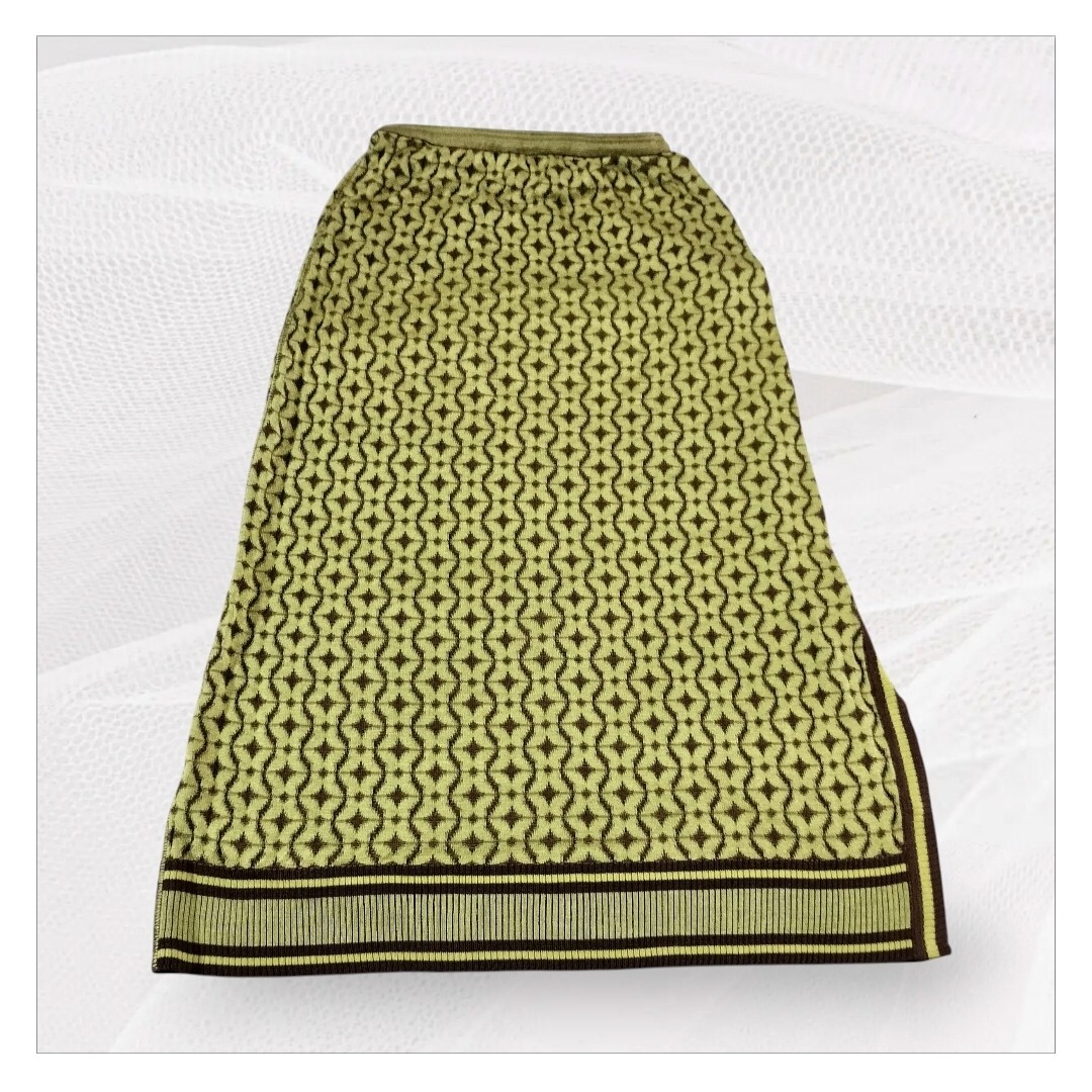 ミッソーニ MISSONI 幾何学模様 ニットタイトスカート 緑色拍卖