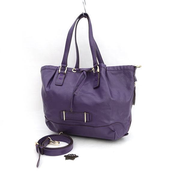 ■ アナスイ トートバッグ 2WAY レザー パープル ショルダー チャーム付き (0990014927)拍卖