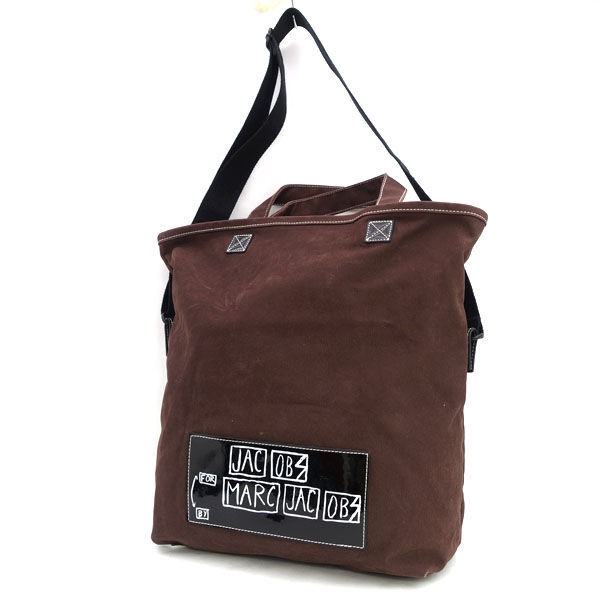 ■ マークジェイコブス 2WAY トートバッグ ショルダー キャンバス ブラウン (0990014930)拍卖