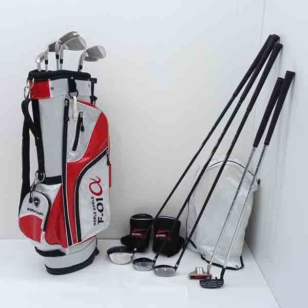 ★ WORLD EAGLE ワールドイーグル F-01α ゴルフクラブセット スタンド式キャディバッグ付き 11本 FLEX:R 右利き 中古 (0220535248)拍卖
