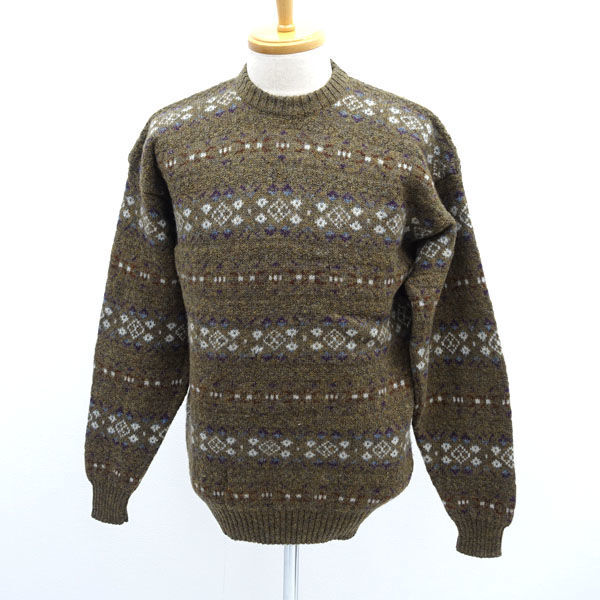 ★ ブルックス ブラザーズ ニット セーター ウール 総柄 カーキ ウール サイズL (0220533716)拍卖