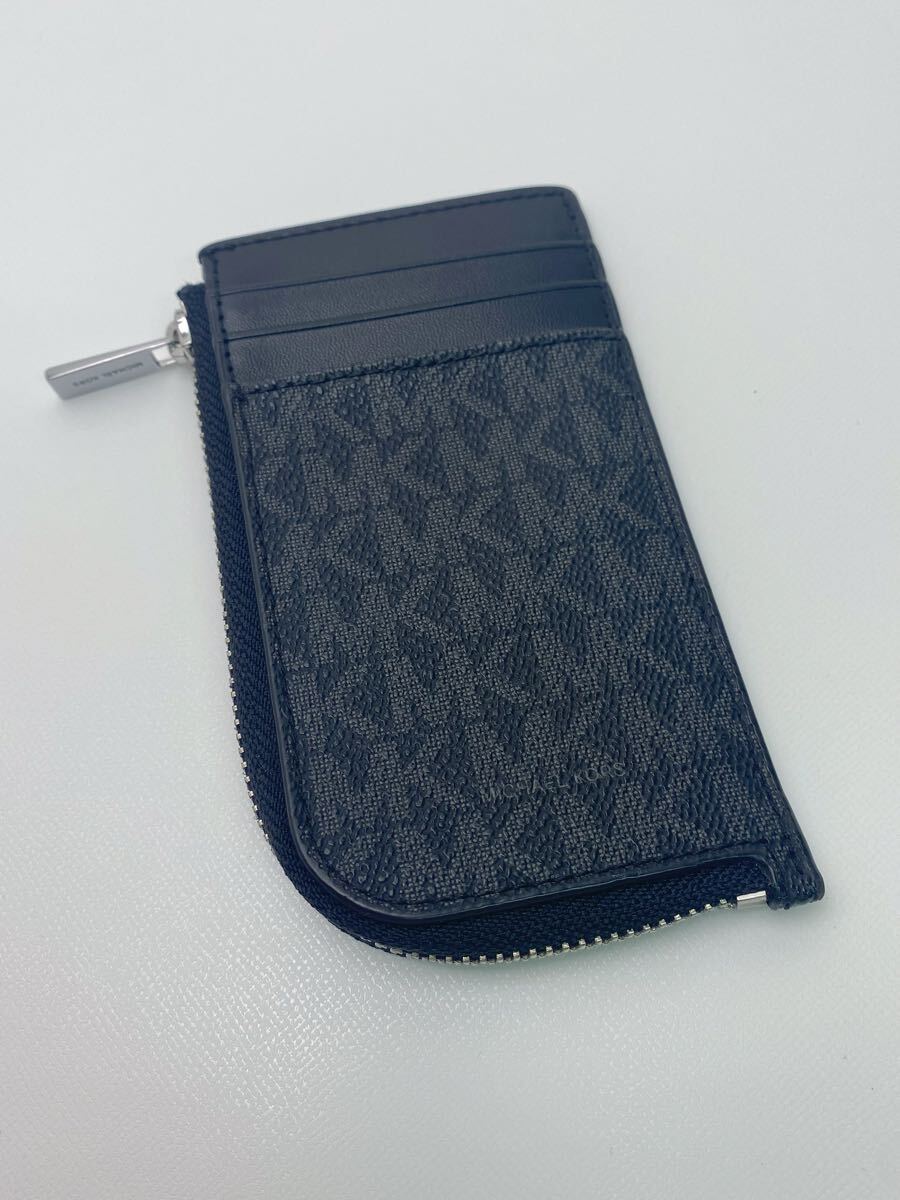 A032 美品 MICHAEL KORS マイケルコース MK柄 PVC×レザー カードケース 定期入れ パスケース 名刺入れ ブラック系 拍卖