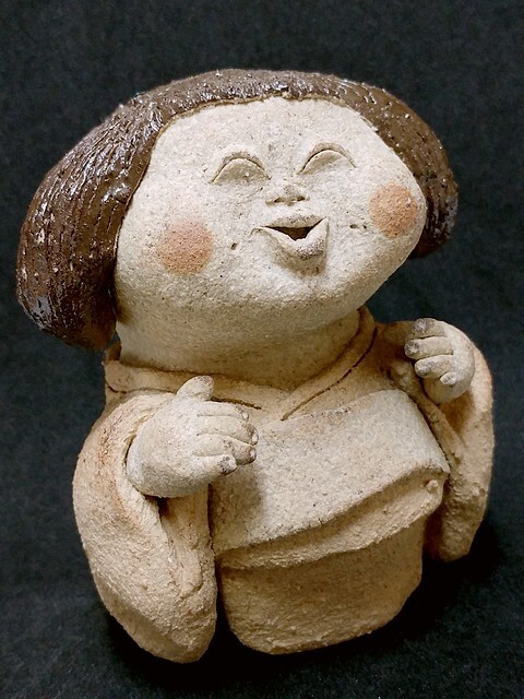 3QV売切!税無し☆小林牧牛★陶人形★置物★童子★座敷童★女の子★着物★約10cm★コレクション★現状★現品限り★0926-3拍卖