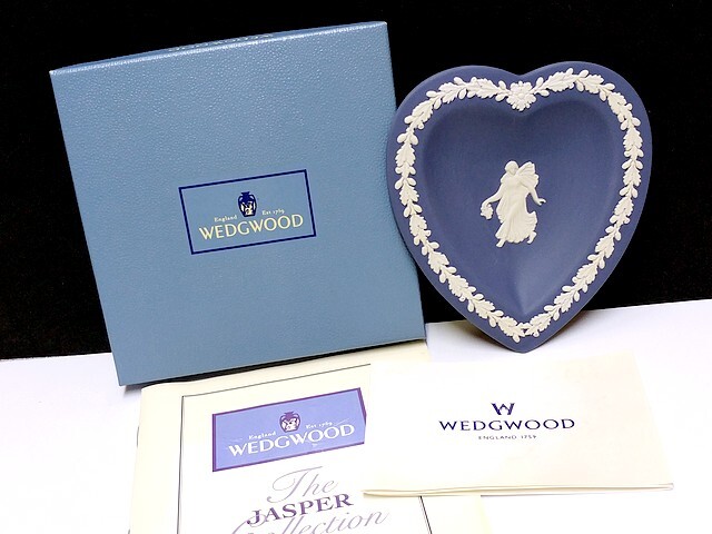 3QV売切!税無し☆ウェッジウッド★ジャスパー★ポートランドブルー★ハート型★ミニトレイ★小皿★WEDGWOOD★現品限り★0912-1拍卖