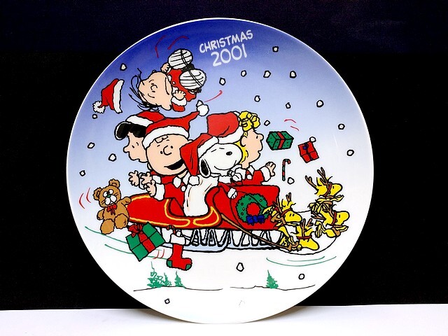 3QV売切!税無し☆PEANUTS★ピーナッツ★SNOOPY★スヌーピー★クリスマスプレート★皿★2001年★直径23.5cm★現状★現品限り★0912-2拍卖