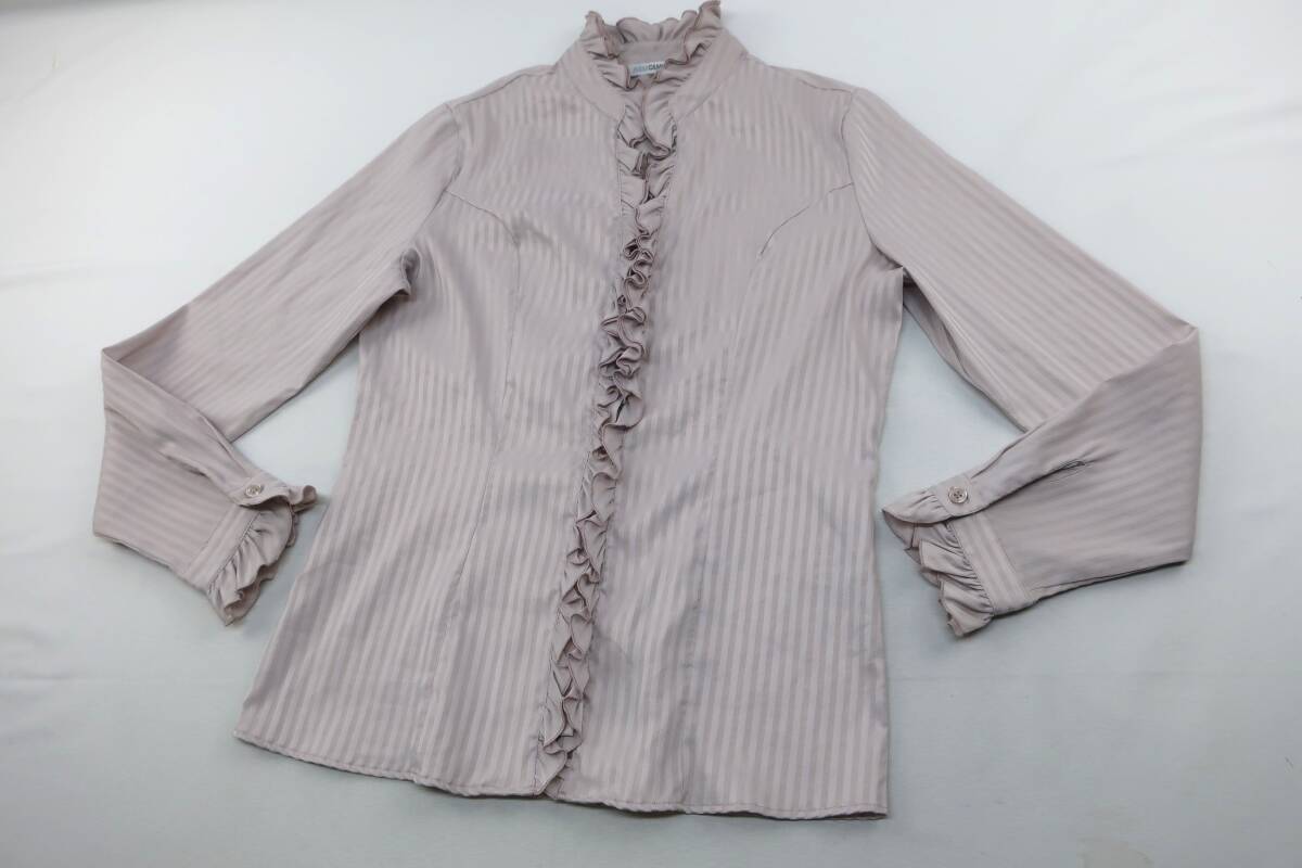 【送900円】923 NARACAMICIE ナラ カミーチェ レディース フリルブラウス シャツ 長袖 ストライプ Ⅲ ストレッチあり拍卖