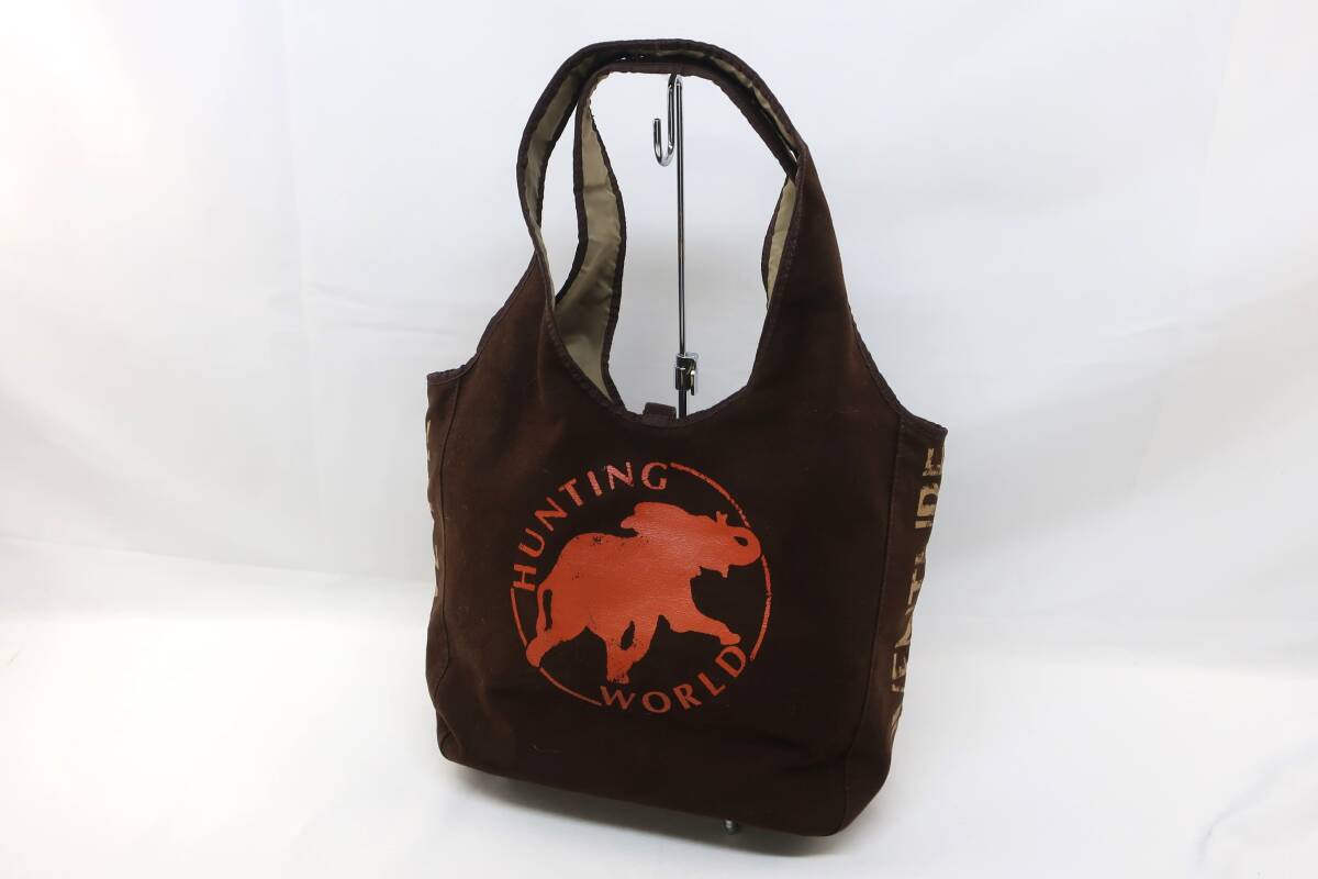 ★【S送900円】2693 HUNTING WORLD ハンティングワールド リバーシブル トートバッグ ボルネオ BORNEO ブラウン/アニマル拍卖