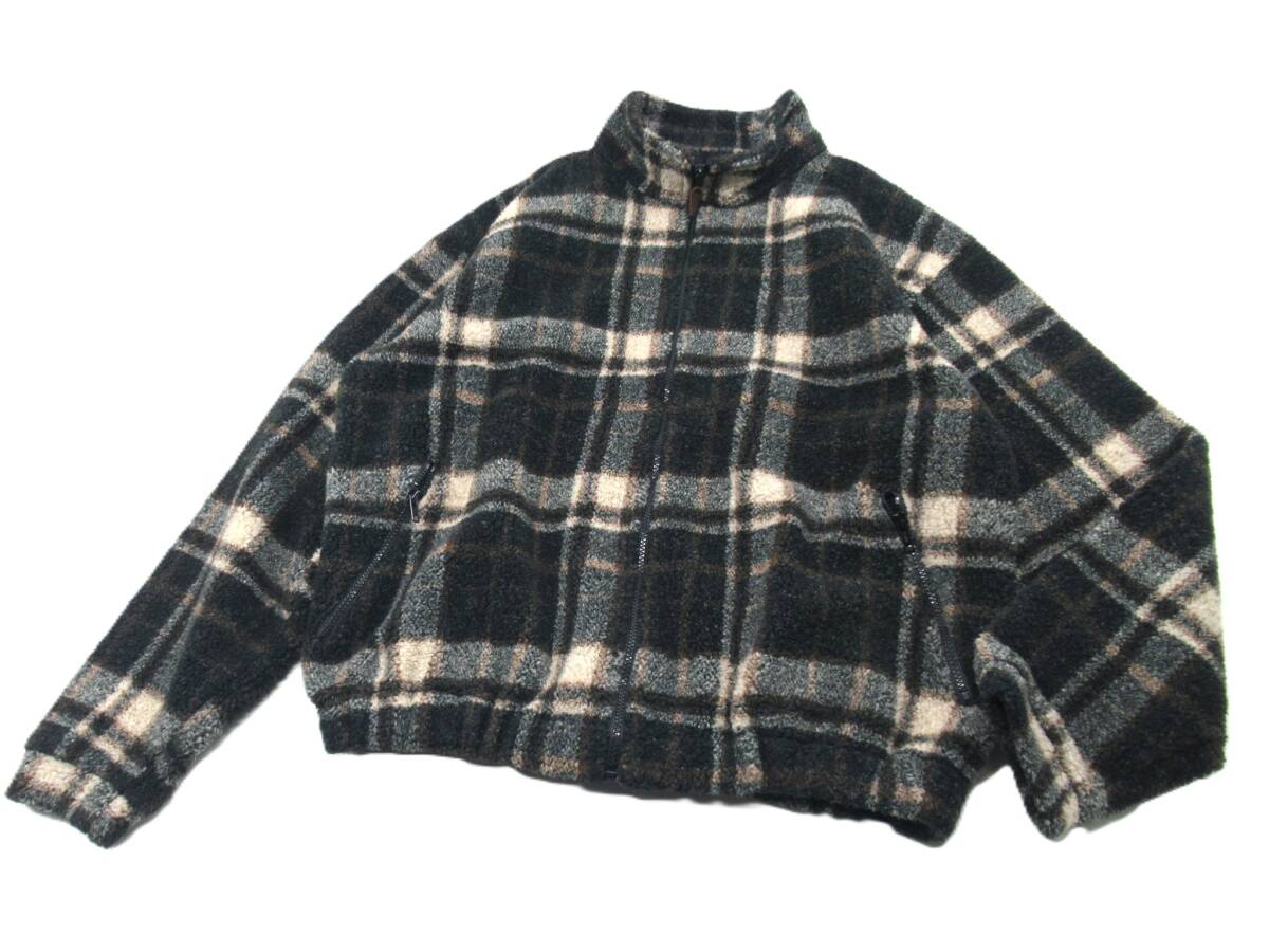 【送900円】1146 Penfield ペンフィールド チェック柄ボアブルゾン ジャケット グレー アウター USA製 フリース ジップアップ L拍卖