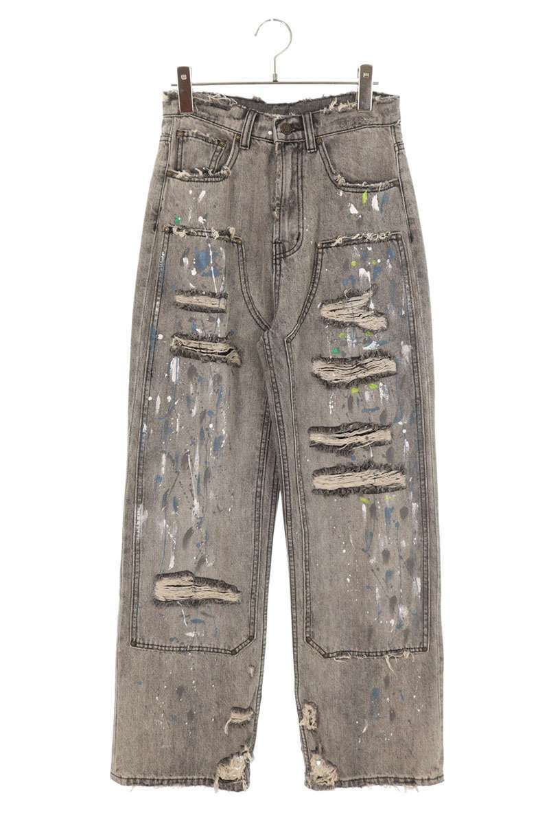 ウムコウ サイズ:26インチ DISTRESSED DOUBLE KNEE JOOSE FIT JEANS ペイントダメージ加工デニムパンツ 中古 BS99拍卖