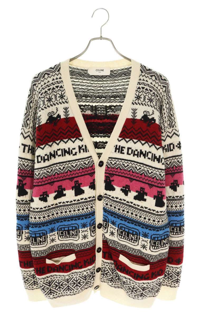 セリーヌ カーディガン 2A08L715M サイズ:M ウールジャガードルーズカーディガン 中古 BS99拍卖