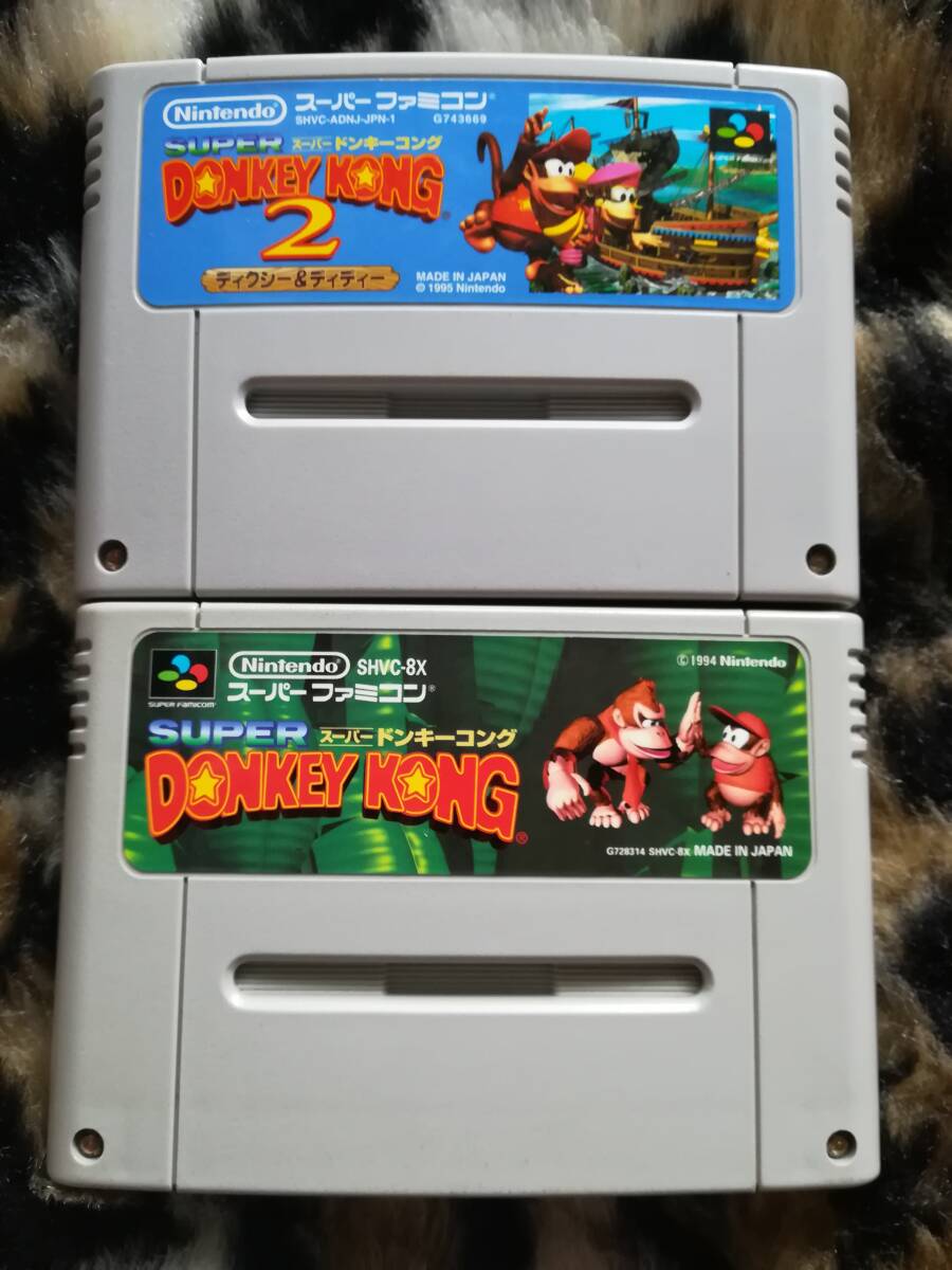 【クリーニング・動作確認済み】SFC スーパードンキーコング1・2 2本セット 同梱可拍卖