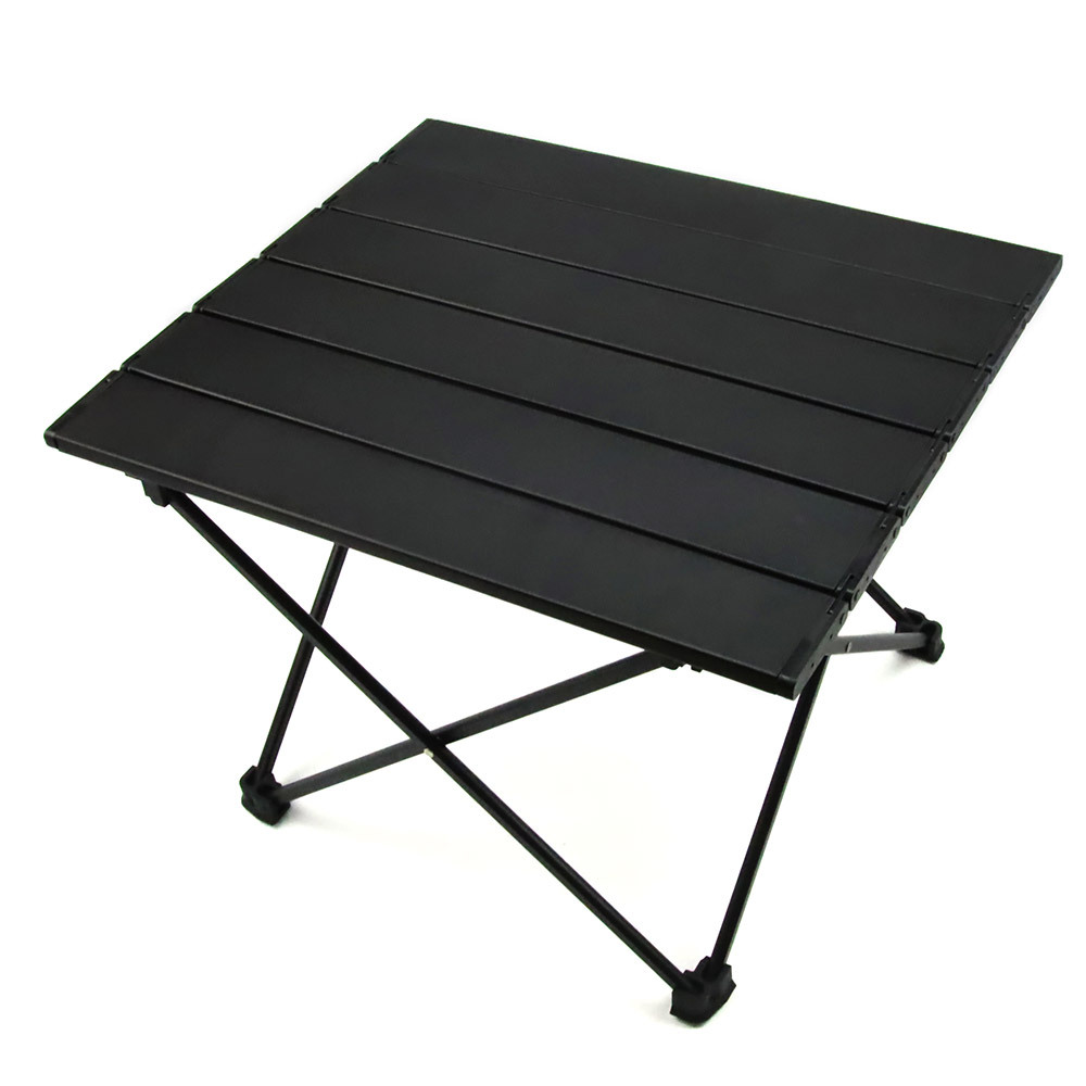 折りたたみテーブル ロールトップテーブル アルミ製 アウトドア コンパクト 超軽量 収納バッグ付 ブラック 組立簡単 キャンプテーブル拍卖