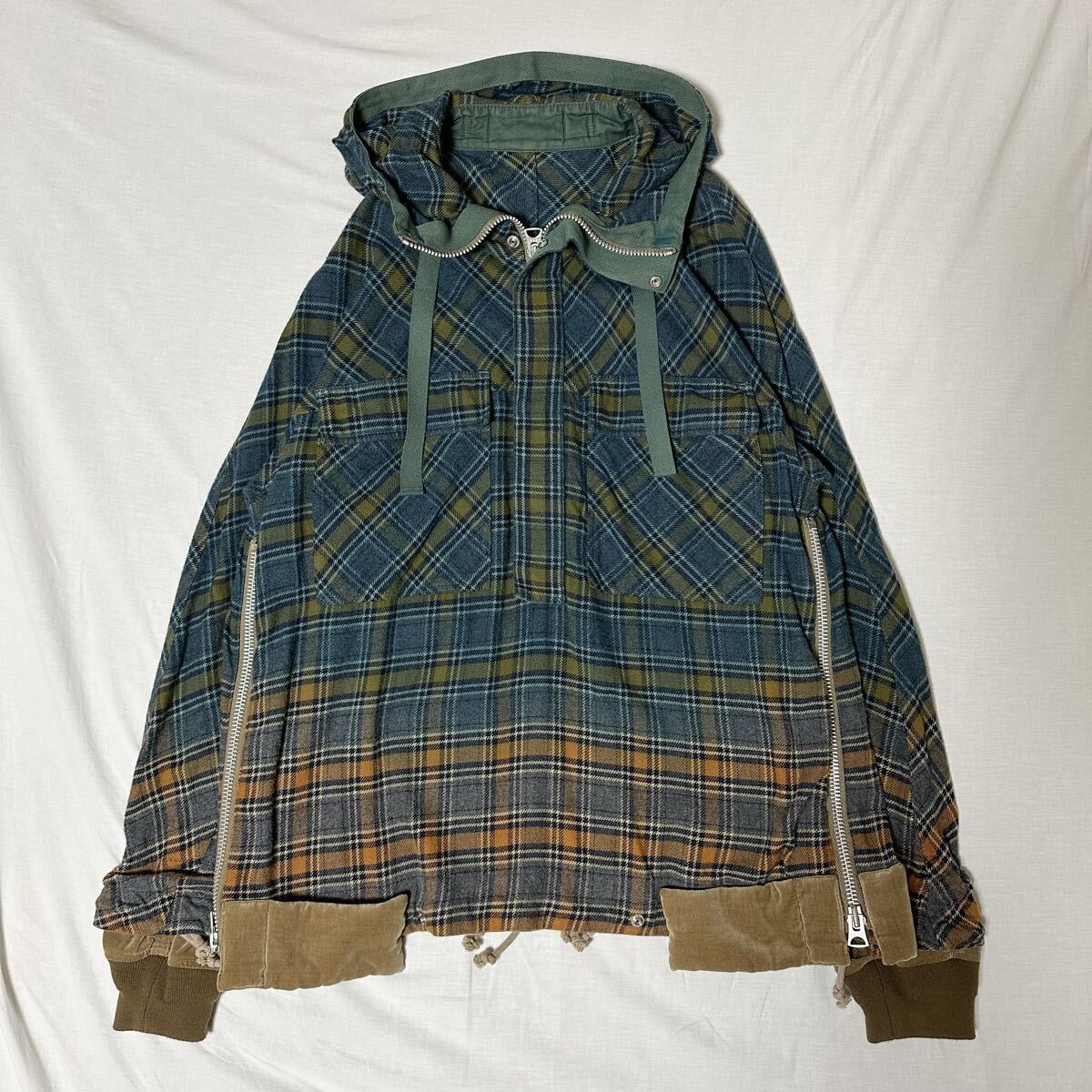 sacai 18AW Pullover Plaid Shirt Size1 プルオーバー チェック シャツ パーカー ブルゾン MA-1 デニム ジャケット拍卖