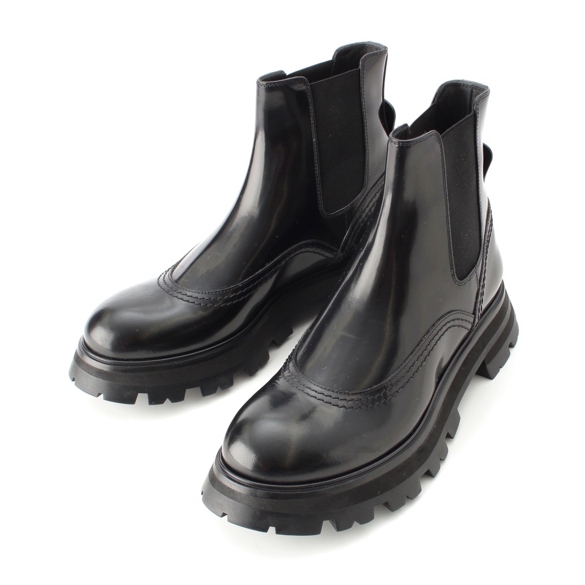 アレキサンダーマックイーン サイドゴア ワンダーチェルシー ブーツ 666367 ブラック 40【中古】拍卖