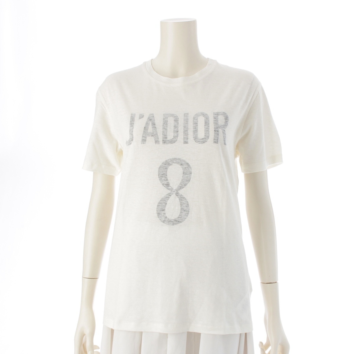 クリスチャンディオール コットン リネン J’ADIOR ビー刺繍 ロゴプリント 半袖Tシャツ 843T03TC428 ホワイト S【中古】拍卖