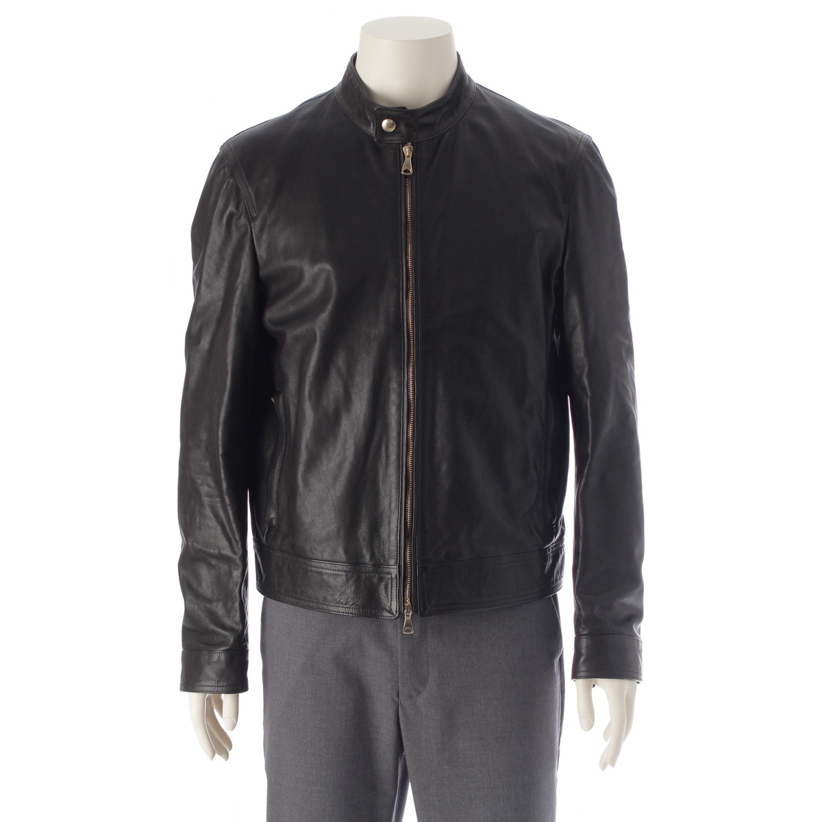 エンメティ JURI ユリ ラムレザー シングル ライダースジャケット GIAPPONE-078 ブラック 50【中古】拍卖