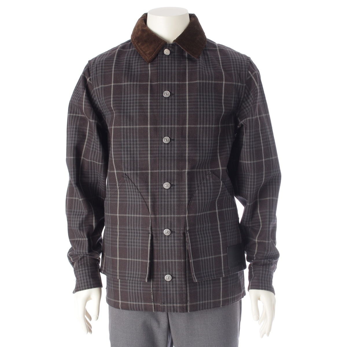 ディオール 23年 コットン コーデュロイ襟 ロゴレザーパッチ シャツ ジャケット 343D485AY536 マルチカラー 44【中古】拍卖