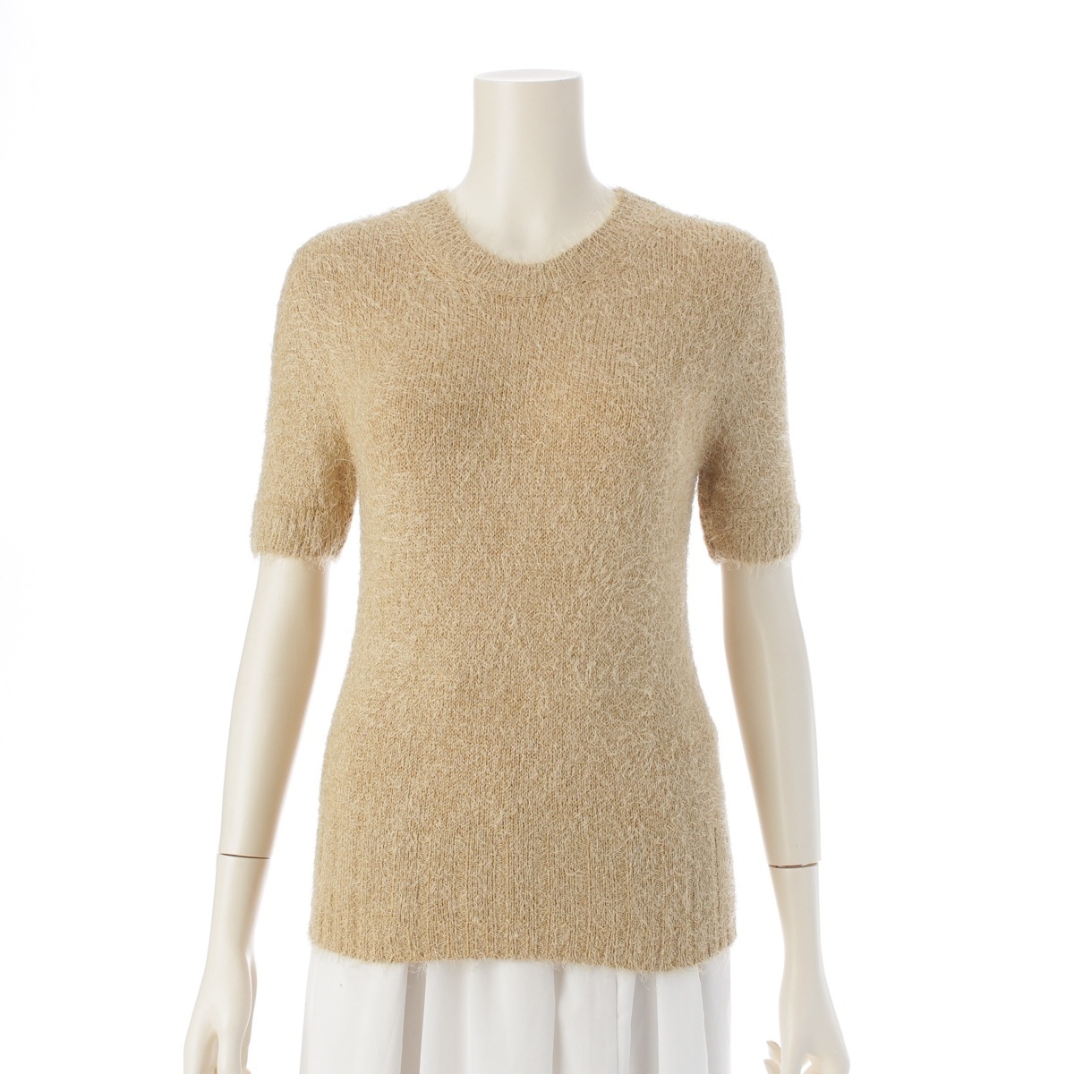 ケイト khaite ウール シルク シャギー 半袖 ニット ベージュ S【中古】拍卖