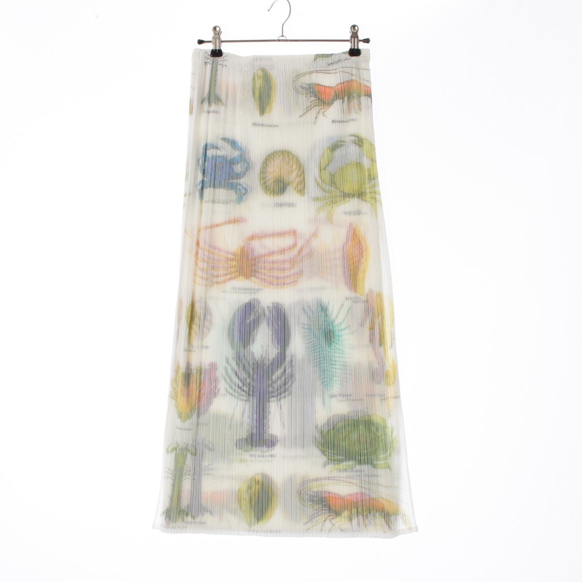 プリーツプリーズ イッセイミヤケ 海洋生物 ロング スカート PP71-JG733 ホワイト 2【中古】拍卖