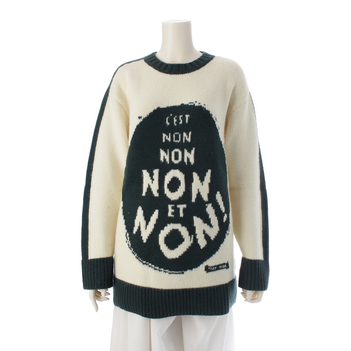 ディオール ウール×カシミヤ MISS DIOR NON NON ミスディオール ノン ノン セーター 854S19AM019 ホワイト F34【中古】拍卖