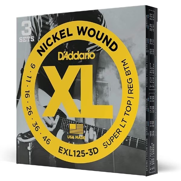 【エレキギター弦 3セット】 ダダリオ D'Addario EXL125-3D Super Light Top/Regular Bottom 09-46 XL NICKEL お買い得 正規品拍卖