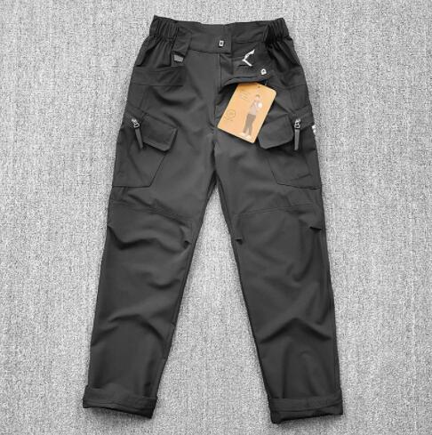 新作上質L ソフトシェル ワークパンツ メンズ サマー パンツ 薄手 ストレッチ 春夏 イージーパンツ ウエストゴム ロングパンツ/ブラック拍卖