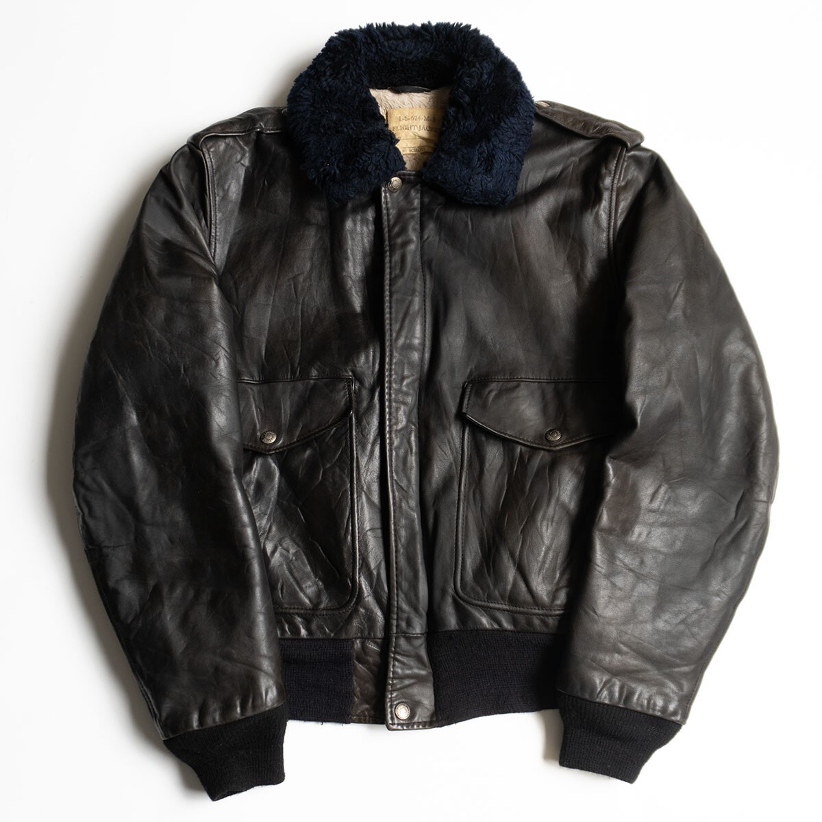 【雰囲気抜群】SCHOTT【type G-1 レザー フライト ジャケット】40 アメリカ製 ブラック ショット 25090371拍卖