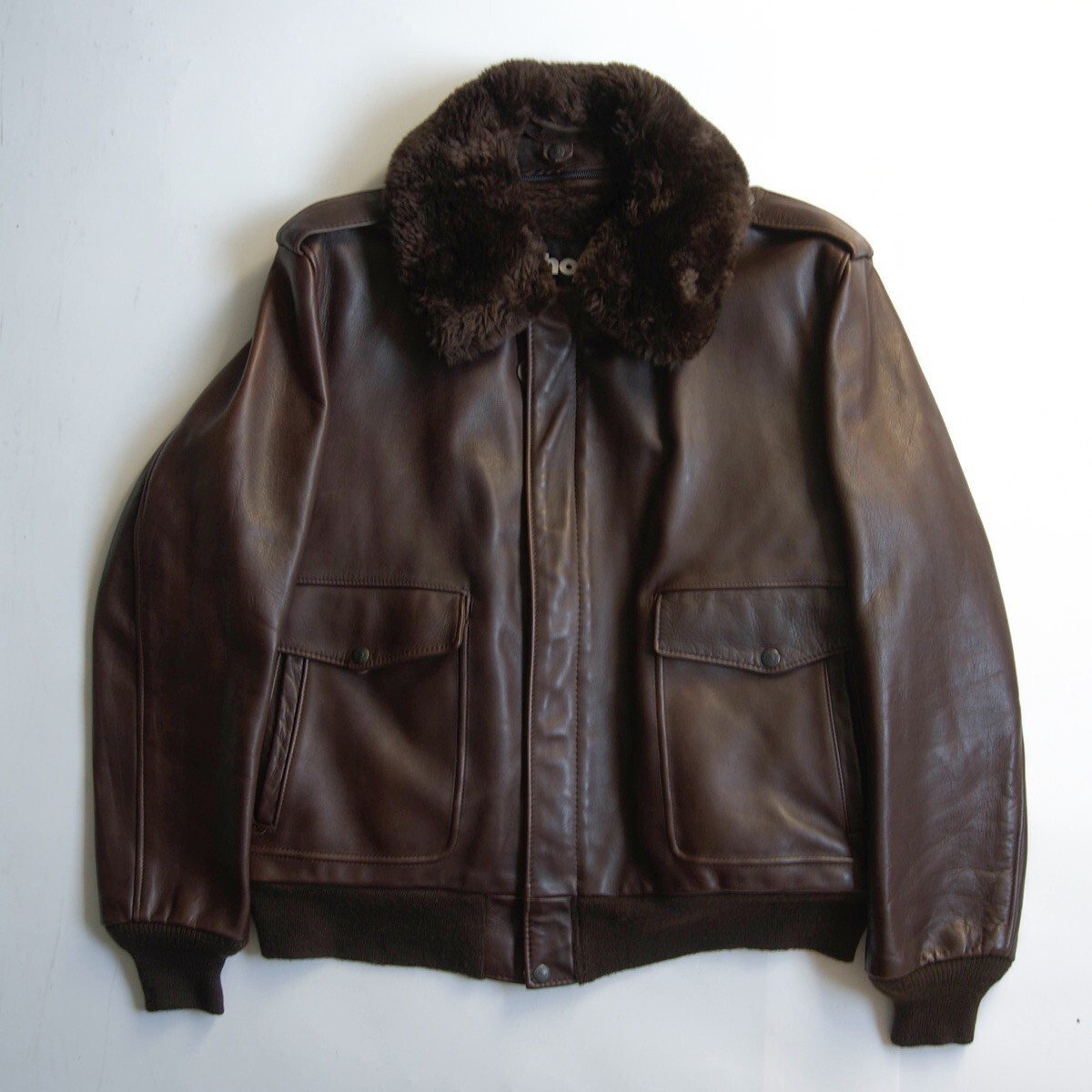 【美品/ビッグサイズ】SCHOTT【184SM type G-1 レザー フライト ジャケット】44 アメリカ製 ブラウン ショット 25090436拍卖