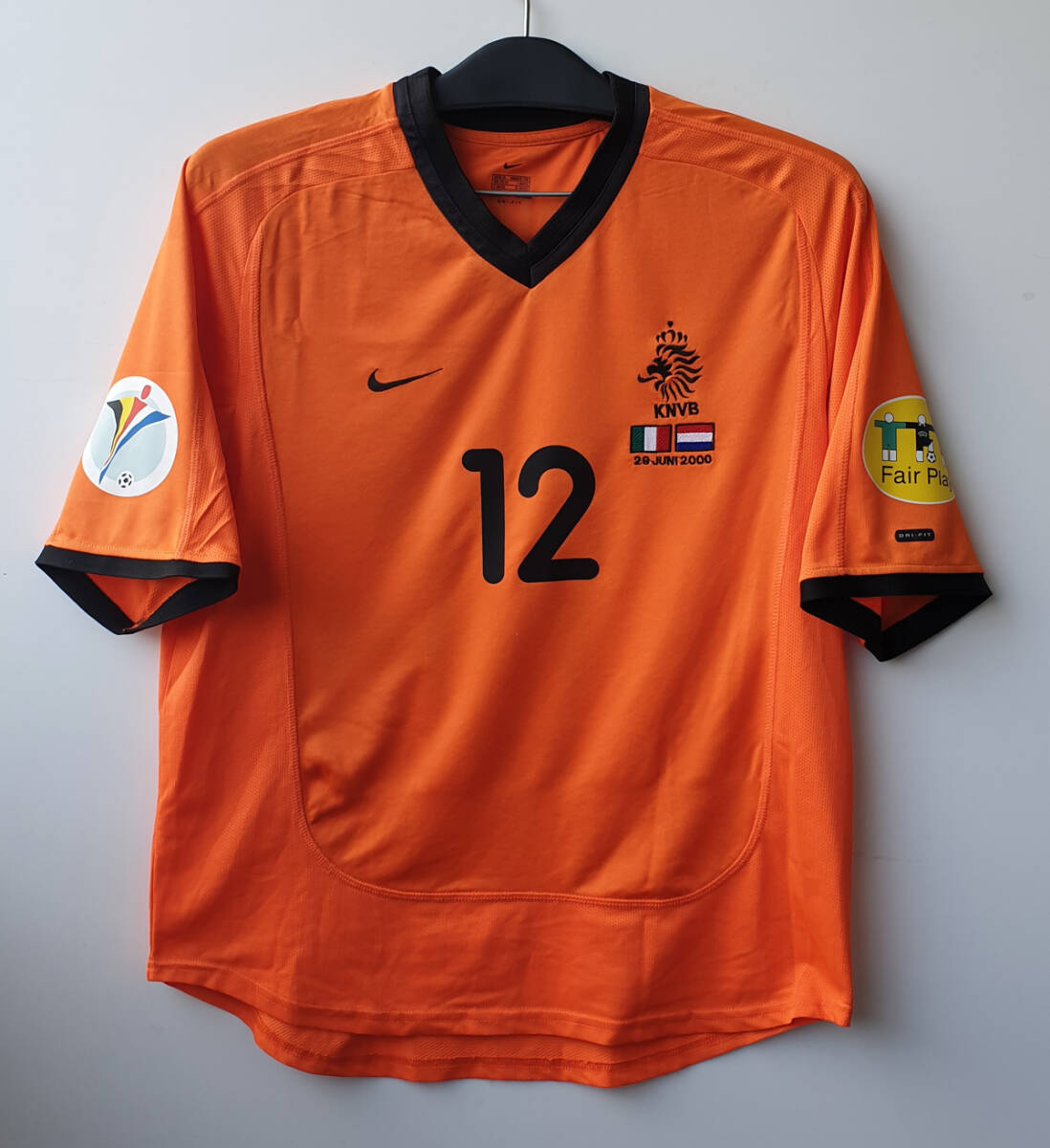 EURO00 オランダ Holland KNVB(H)#12 ブロンクホルスト 半袖 イタリア戦 NIKE正規 M拍卖