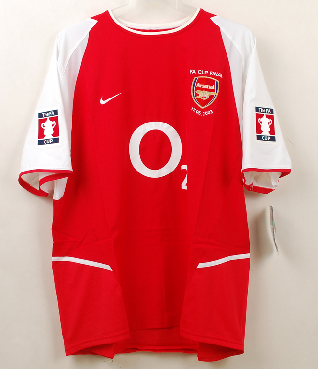 02-03アーセナル AFC Arsenal(H)#10 ベルカンプ BERGKAMP Nike半袖 FA CUP仕様 XL拍卖