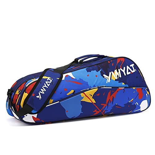 ブルー FMAFNLY バドミントンラケットバッグ テニス ワンショルダー ケース スポーツ ラケット収納 部活 バドミントンラケ拍卖