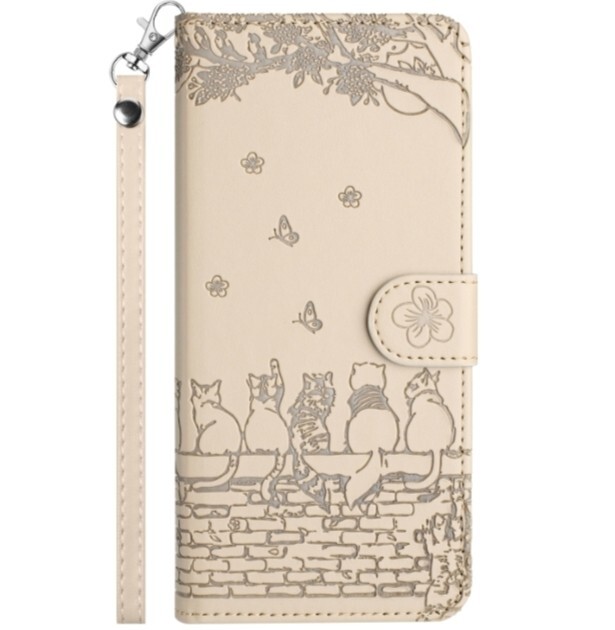 Galaxy S21+ 5G 手帳ケース ベージュ 猫 ニャンコ 拍卖