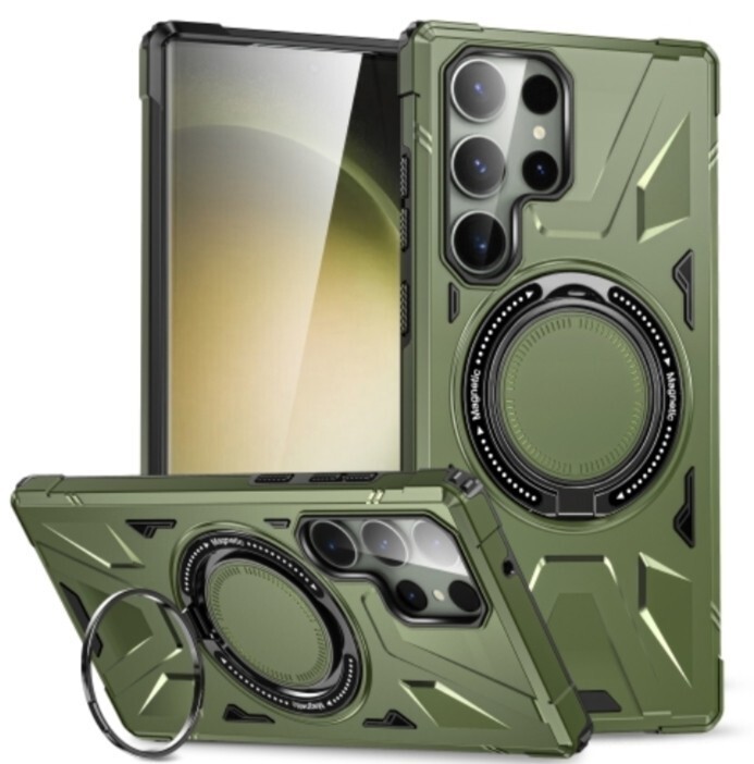 Galaxy S25 ultra アーミーグリーン タフケース 落下保護 マグセーフ対応 拍卖